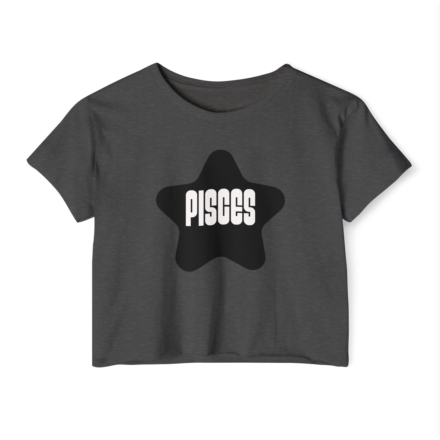 Black Star Pisces Crop Top Women's Astrology T-Shirt Pisces Zodiac Star Shirt