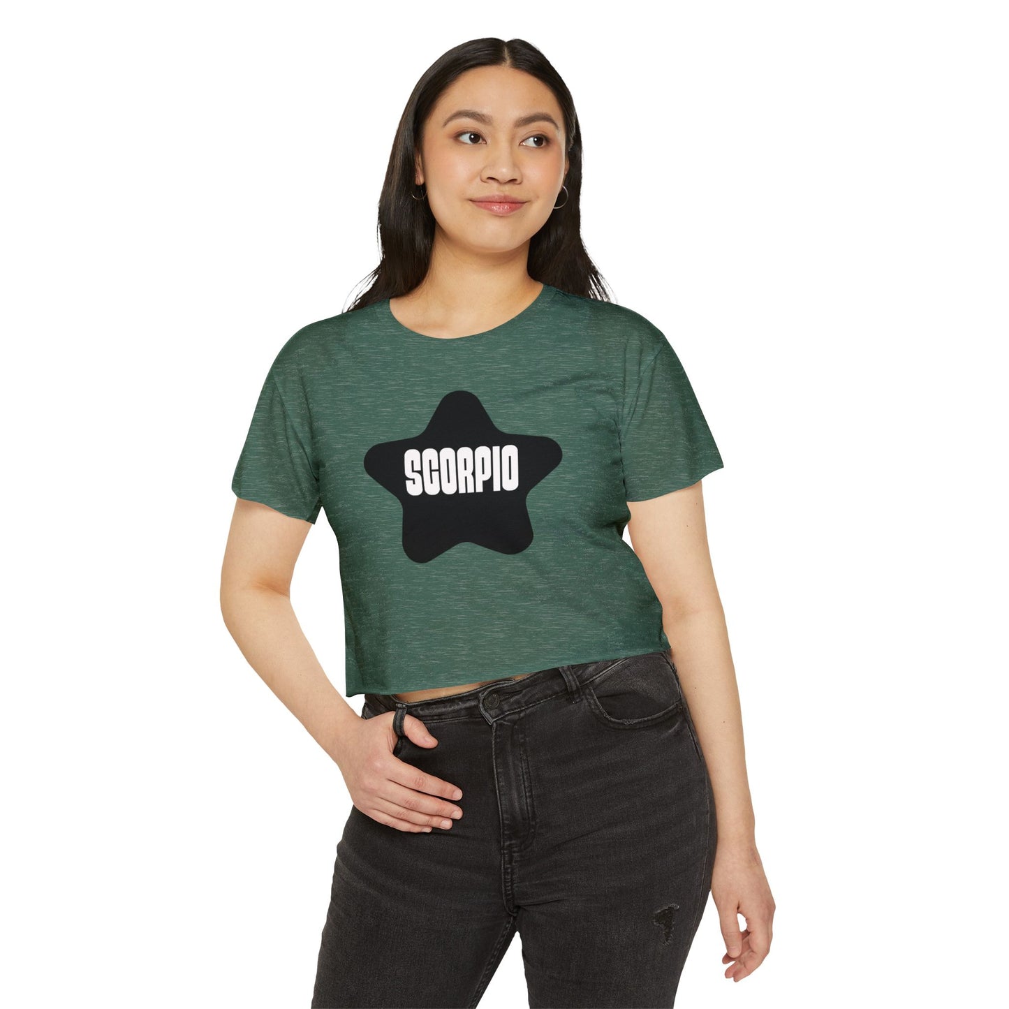 Black Star Scorpio Crop Top Women's Astrology T-Shirt Scorpio Zodiac Star Shirt