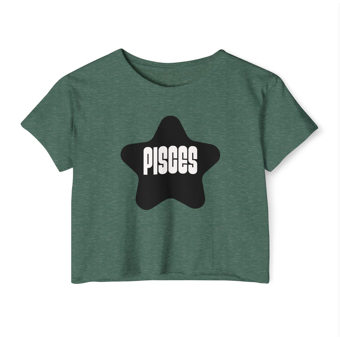 Black Star Pisces Crop Top Women's Astrology T-Shirt Pisces Zodiac Star Shirt