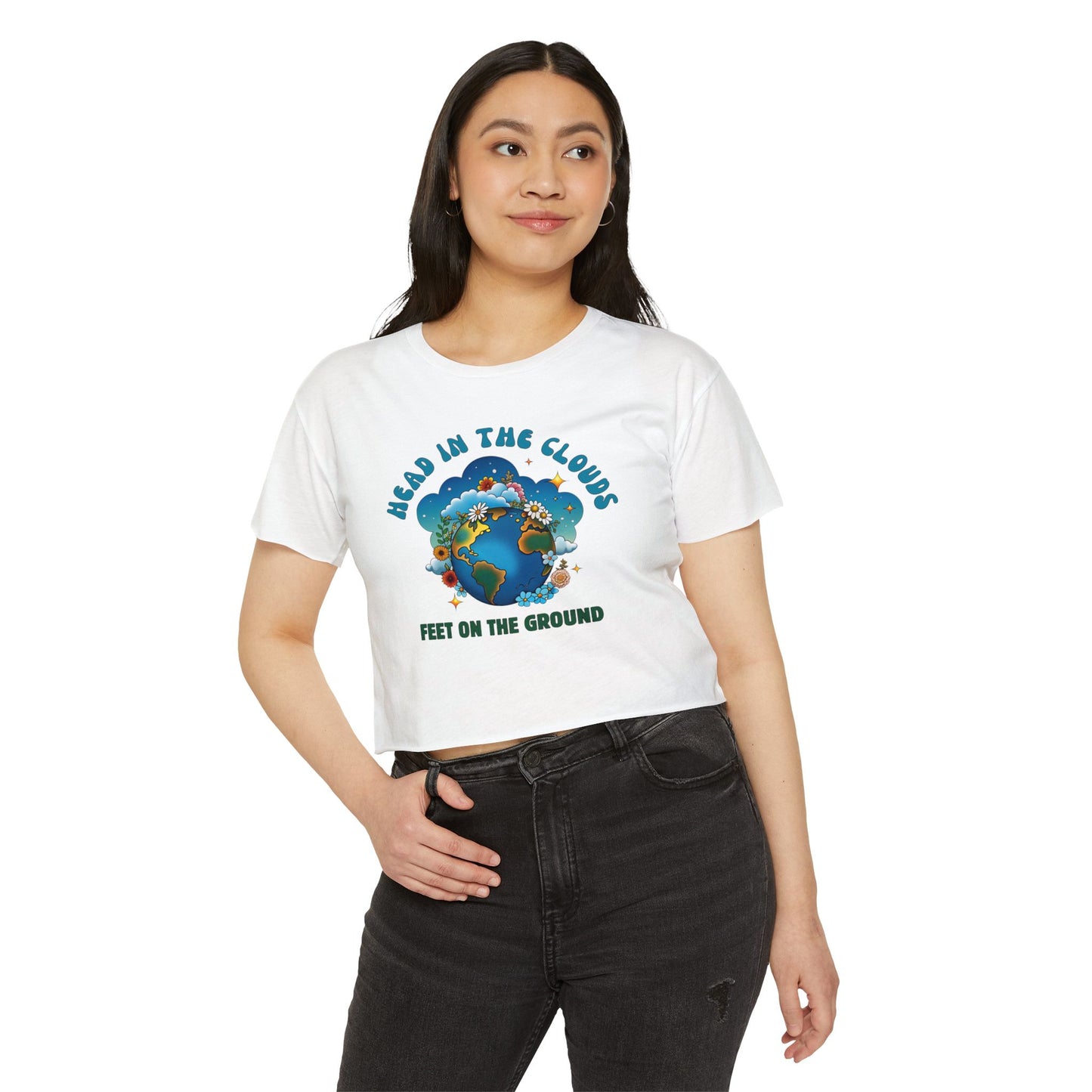 Grounded Dreamer Crop Top - Retro Earth Lover Tee