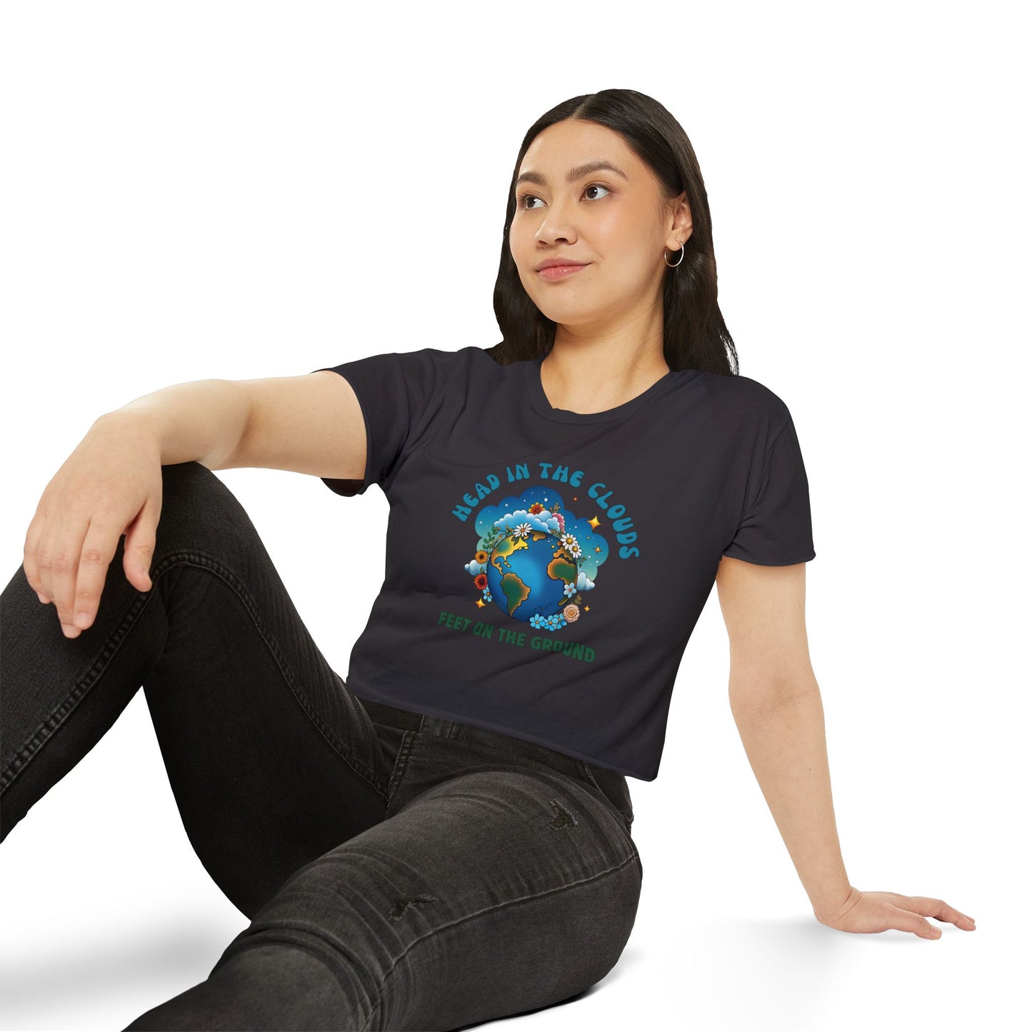 Grounded Dreamer Crop Top - Retro Earth Lover Tee