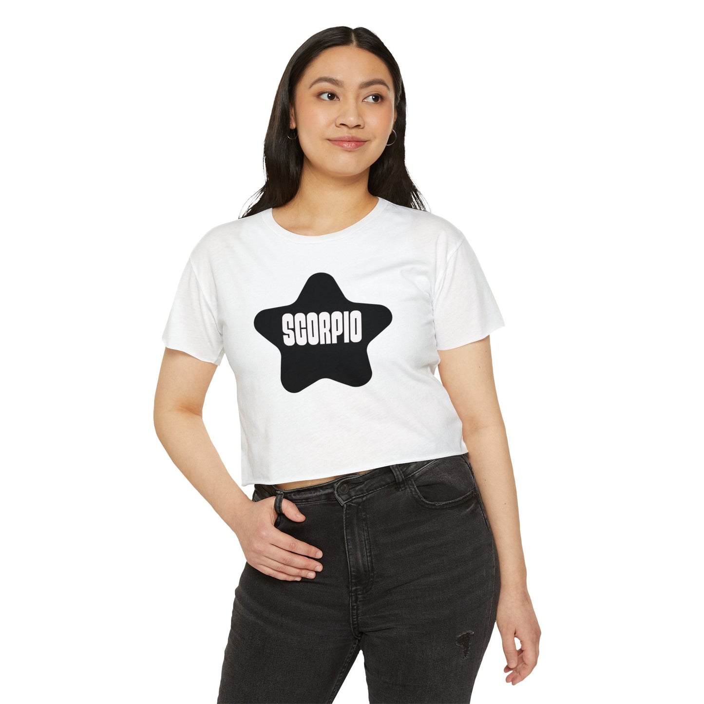 Black Star Scorpio Crop Top Women's Astrology T-Shirt Scorpio Zodiac Star Shirt