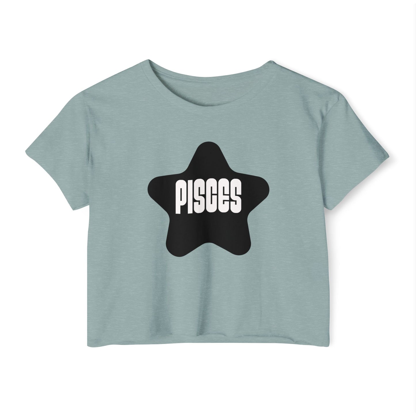 Black Star Pisces Crop Top Women's Astrology T-Shirt Pisces Zodiac Star Shirt