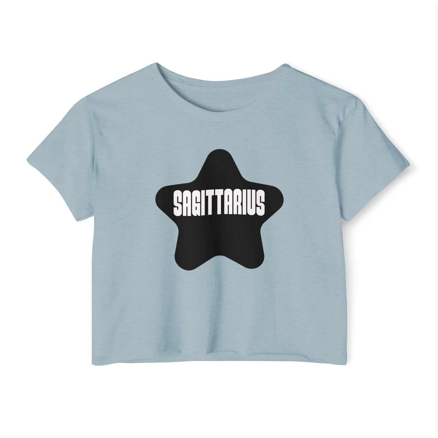 Sagittarius Black Star Crop Top – Retro Zodiac Tee