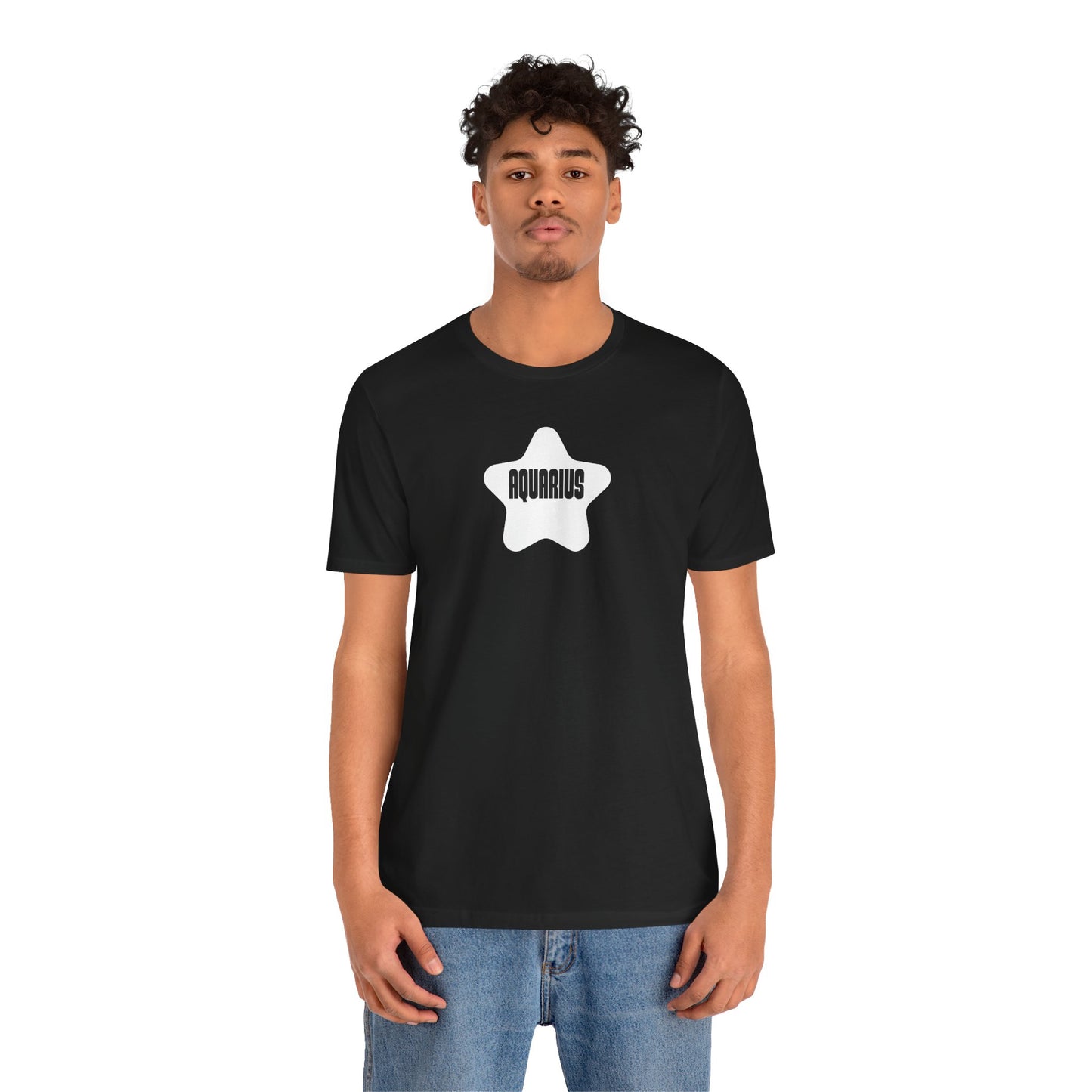 Aquarius Dark Mode Star Tee – White Star Aquarius Zodiac T-Shirt