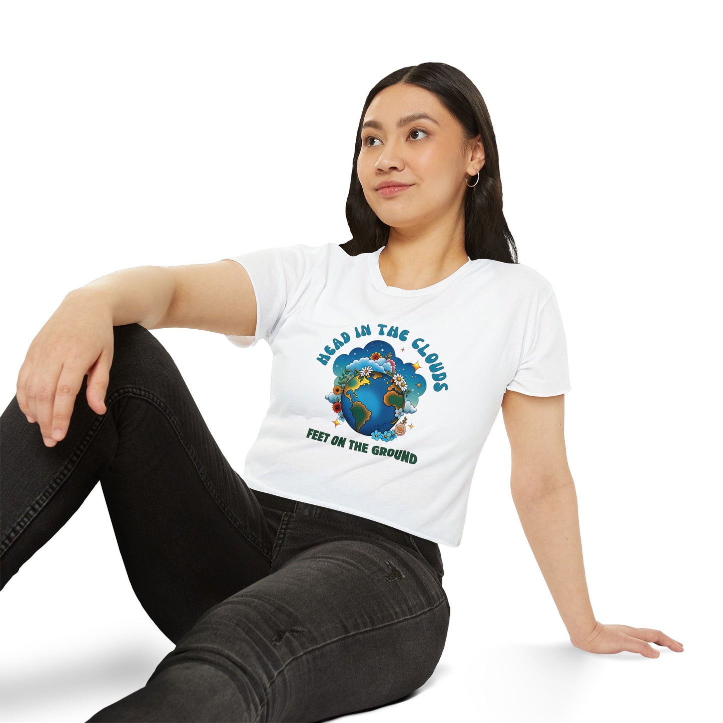 Grounded Dreamer Crop Top - Retro Earth Lover Tee