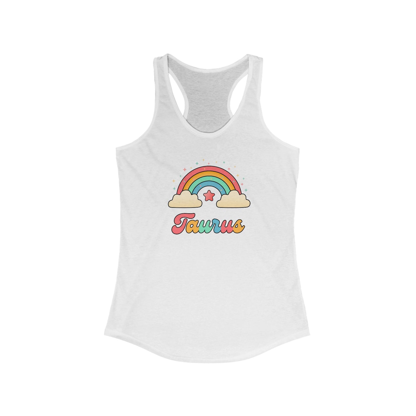 Taurus Cosmic Cutie Rainbow Racerback Tank – Retro Astrology Shirt