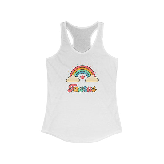 Taurus Cosmic Cutie Rainbow Racerback Tank – Retro Astrology Shirt