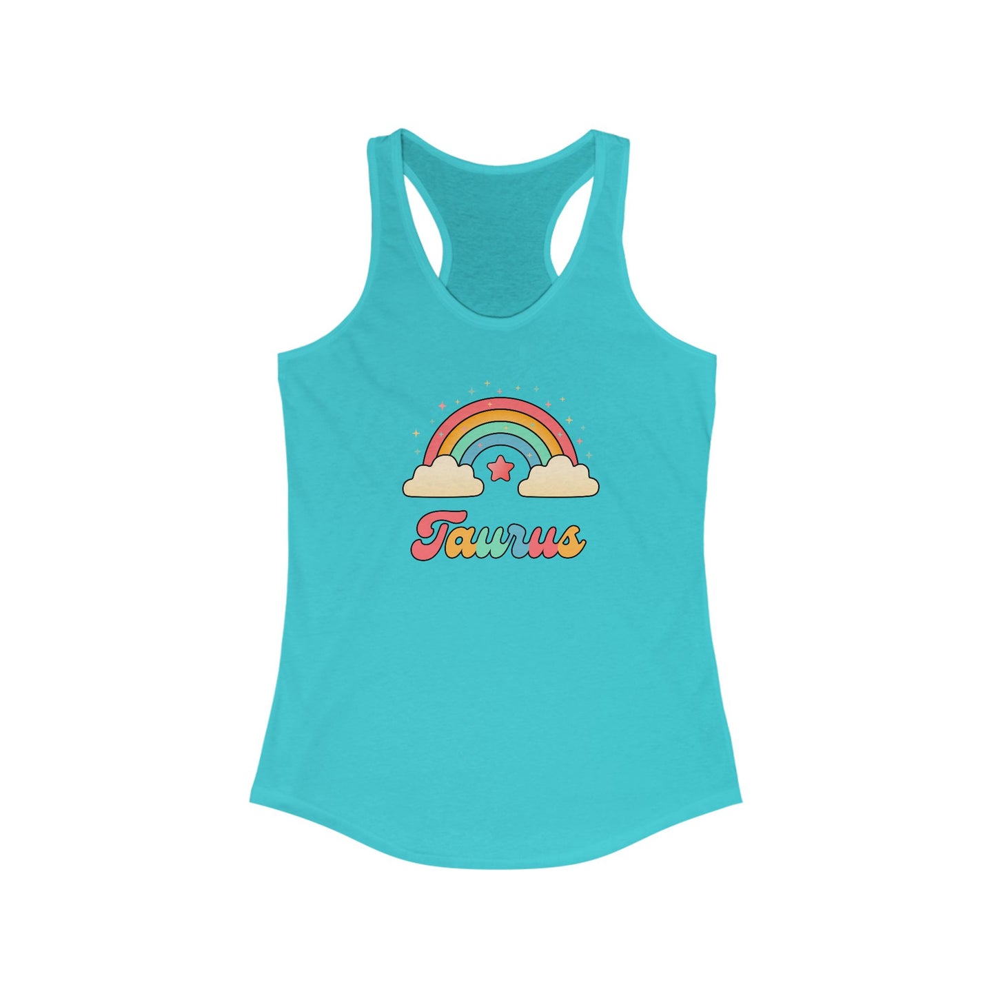 Taurus Cosmic Cutie Rainbow Racerback Tank – Retro Astrology Shirt