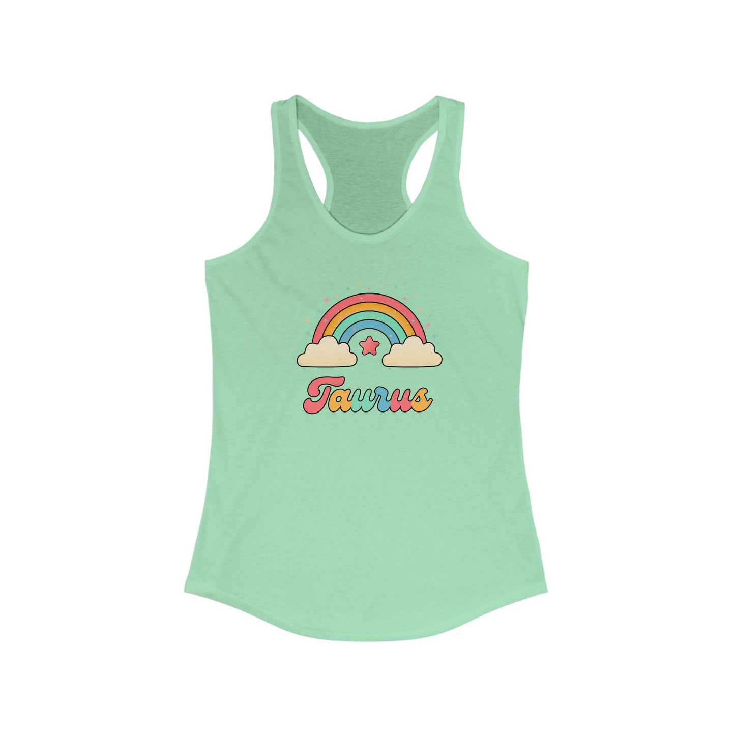 Taurus Cosmic Cutie Rainbow Racerback Tank – Retro Astrology Shirt