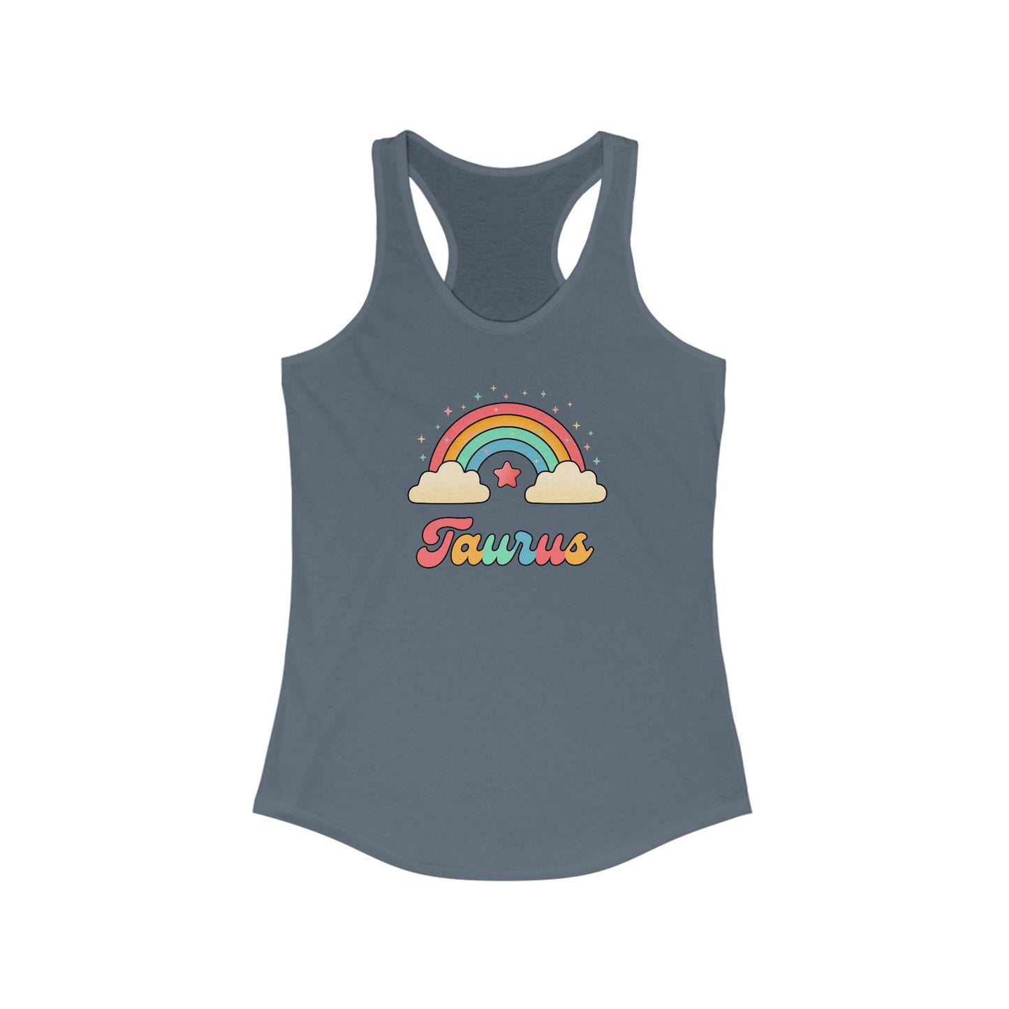 Taurus Cosmic Cutie Rainbow Racerback Tank – Retro Astrology Shirt