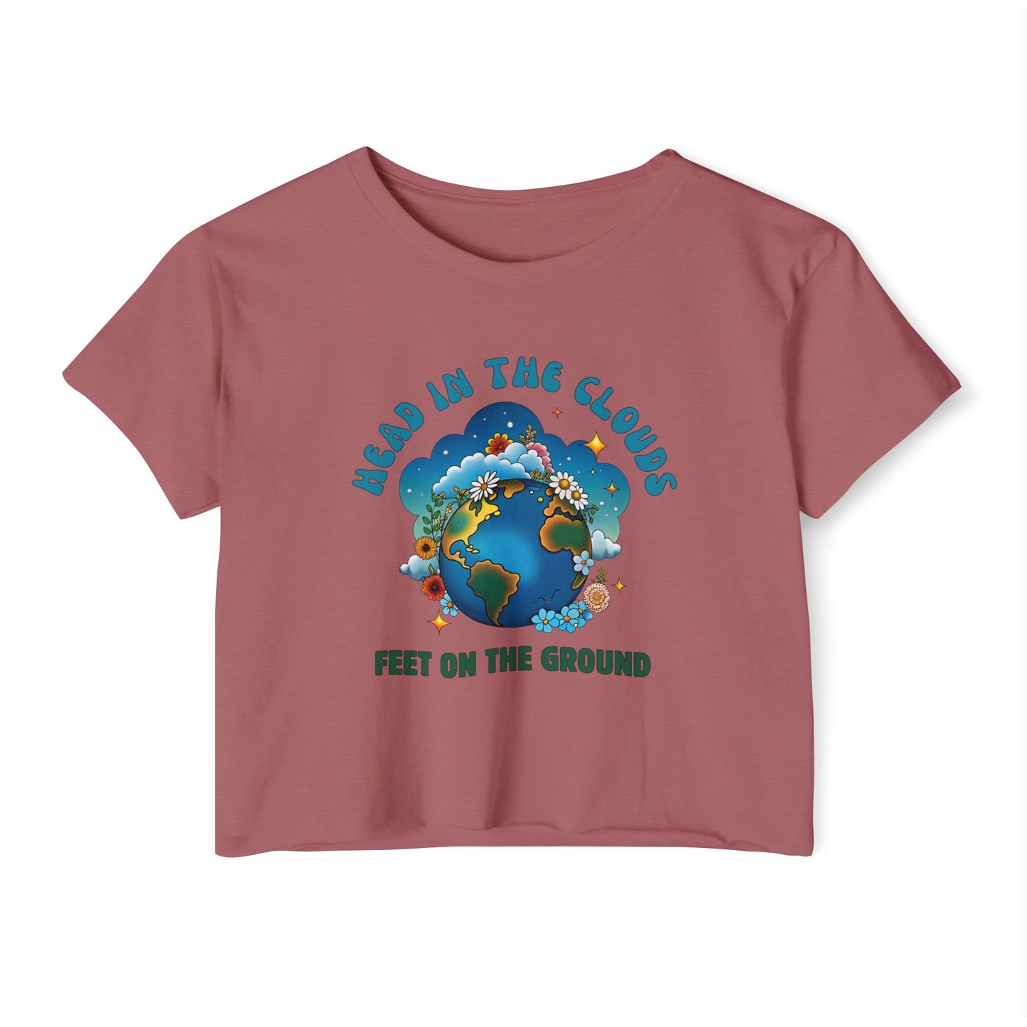 Grounded Dreamer Crop Top - Retro Earth Lover Tee