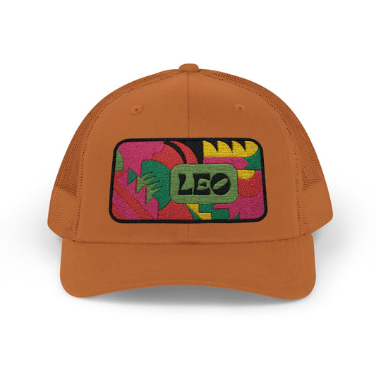 Leo Trucker Hat - Retro Astrology Snapback Cap - Embroidered Horoscope Hat