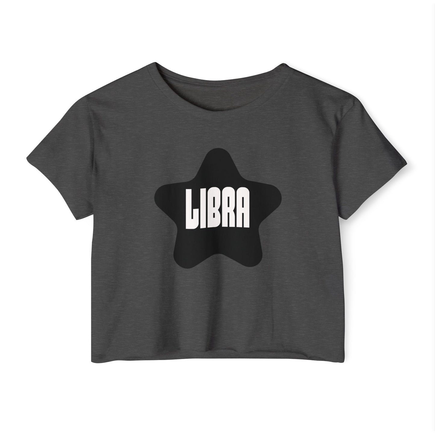 Black Star Libra Crop Top Women's Astrology T-Shirt Libra Zodiac Star Shirt