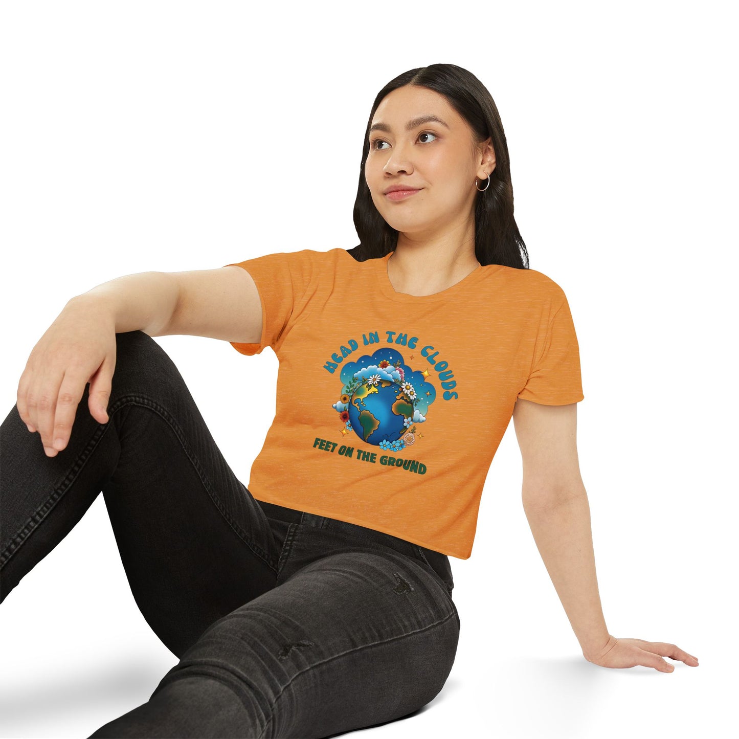 Grounded Dreamer Crop Top - Retro Earth Lover Tee