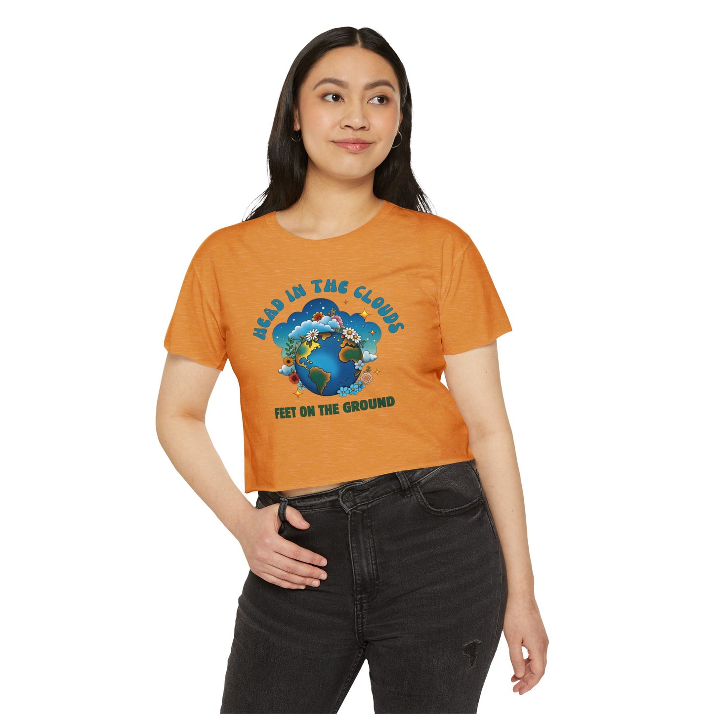 Grounded Dreamer Crop Top - Retro Earth Lover Tee