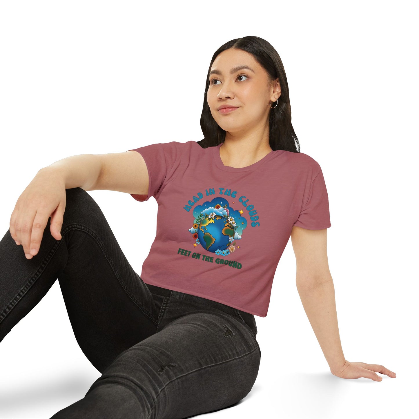 Grounded Dreamer Crop Top - Retro Earth Lover Tee