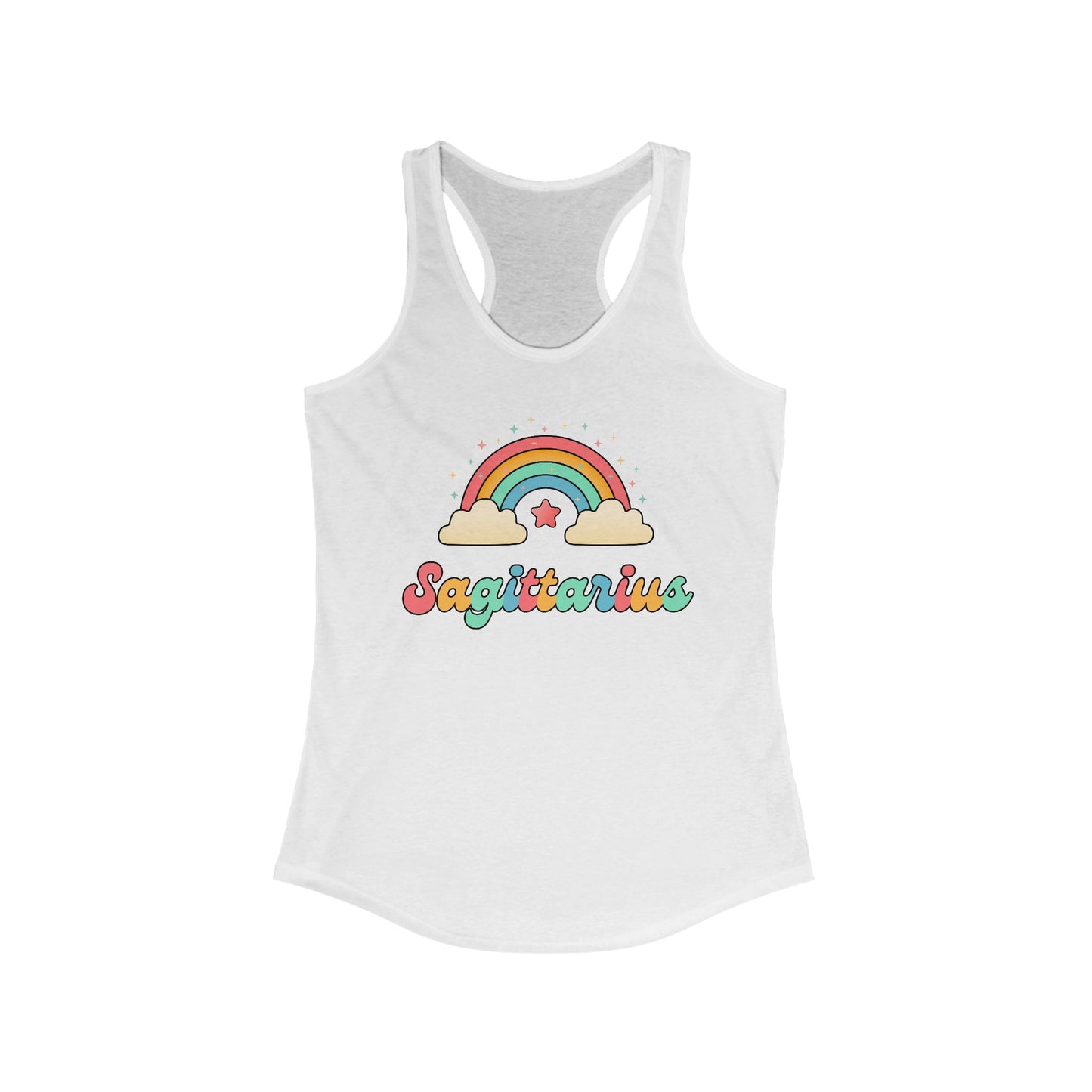 Sagittarius Cosmic Cutie Rainbow Racerback Tank – Retro Astrology Shirt