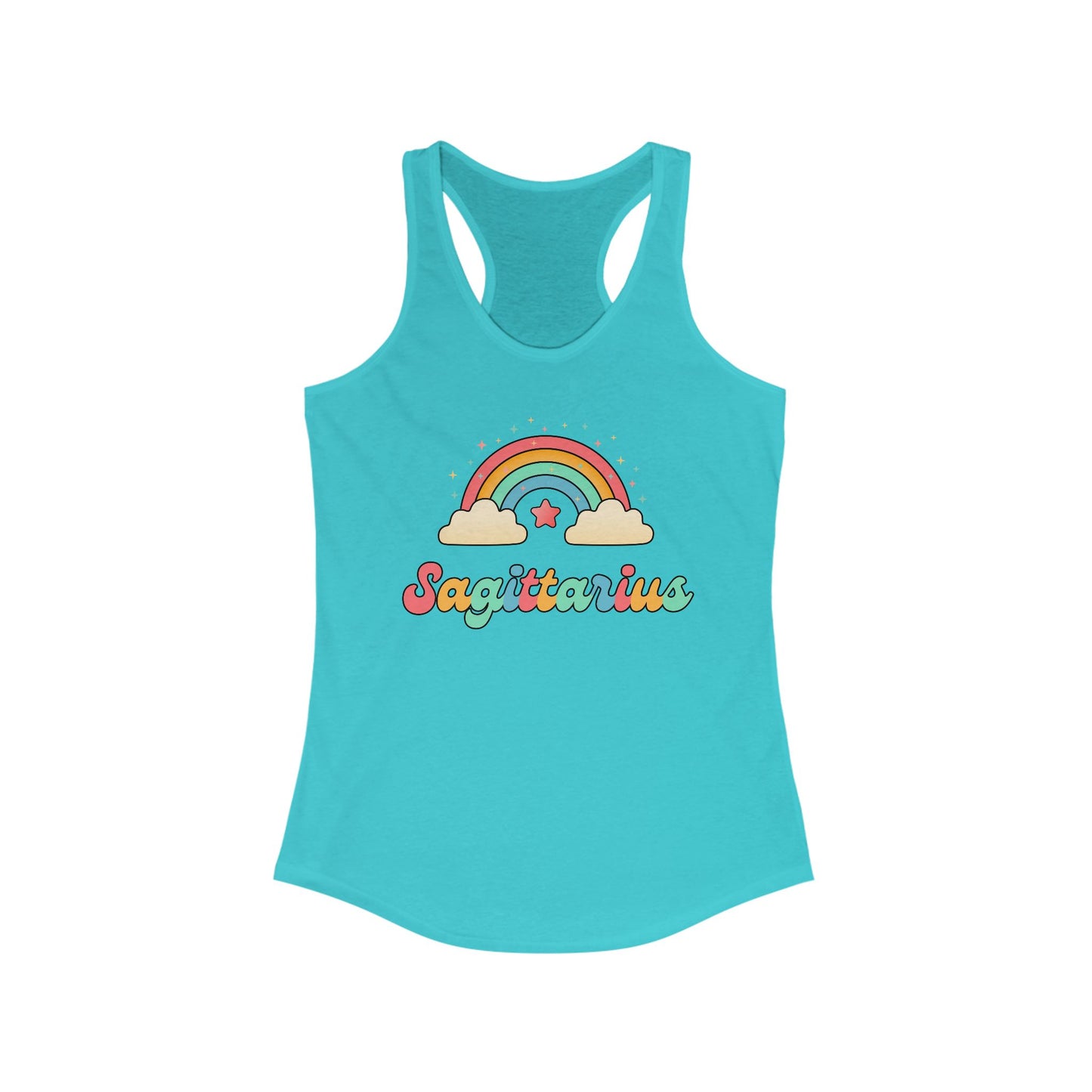 Sagittarius Cosmic Cutie Rainbow Racerback Tank – Retro Astrology Shirt