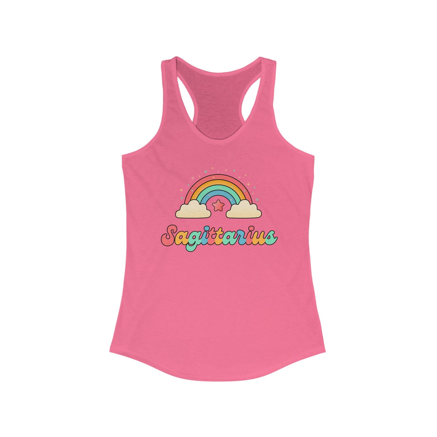 Sagittarius Cosmic Cutie Rainbow Racerback Tank – Retro Astrology Shirt