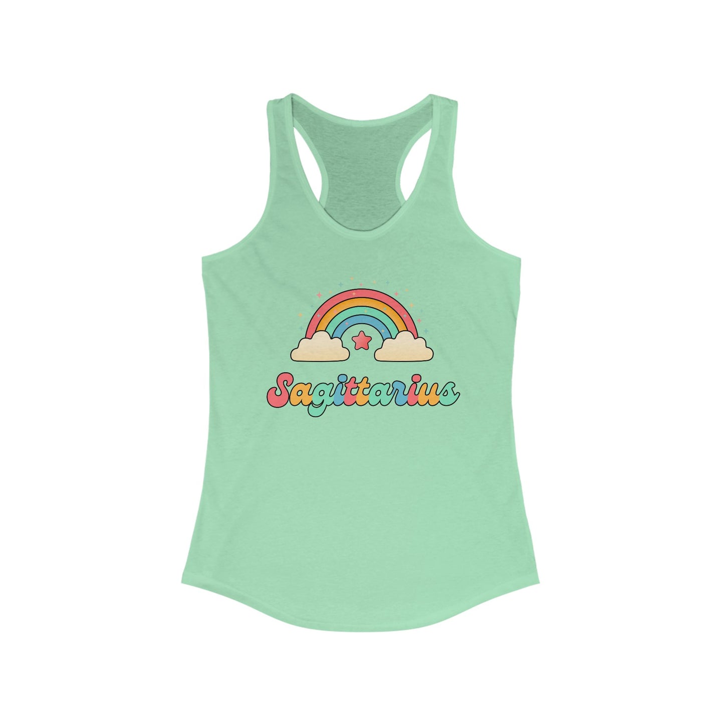 Sagittarius Cosmic Cutie Rainbow Racerback Tank – Retro Astrology Shirt