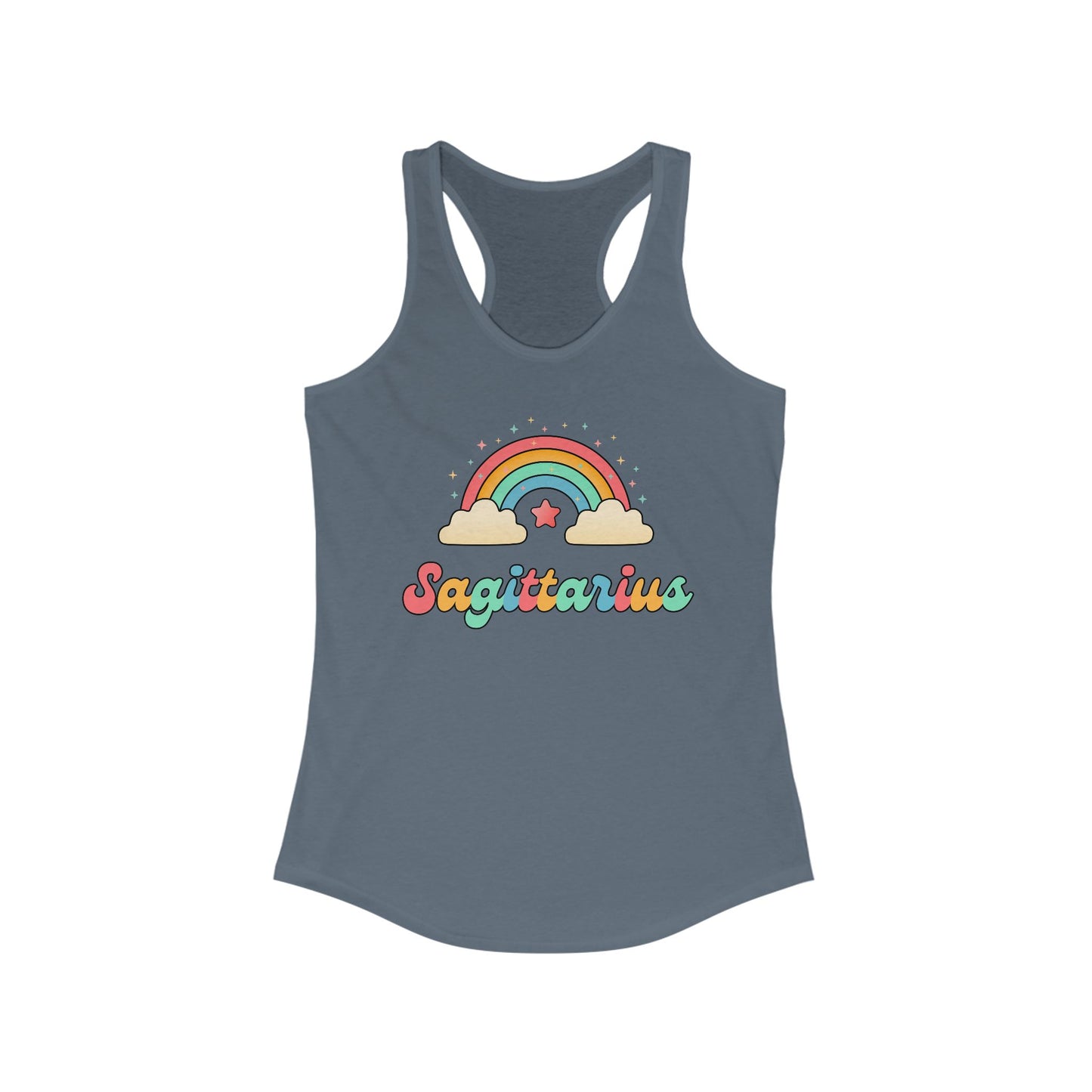 Sagittarius Cosmic Cutie Rainbow Racerback Tank – Retro Astrology Shirt