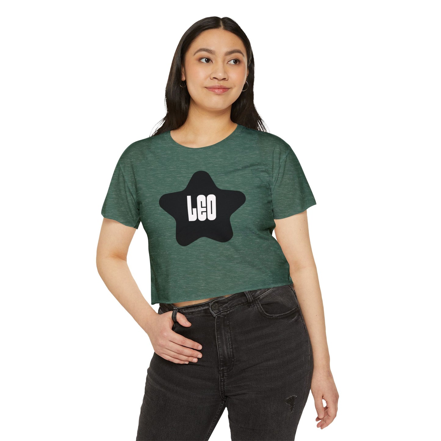 Leo Black Star Crop Top – Retro Zodiac Tee