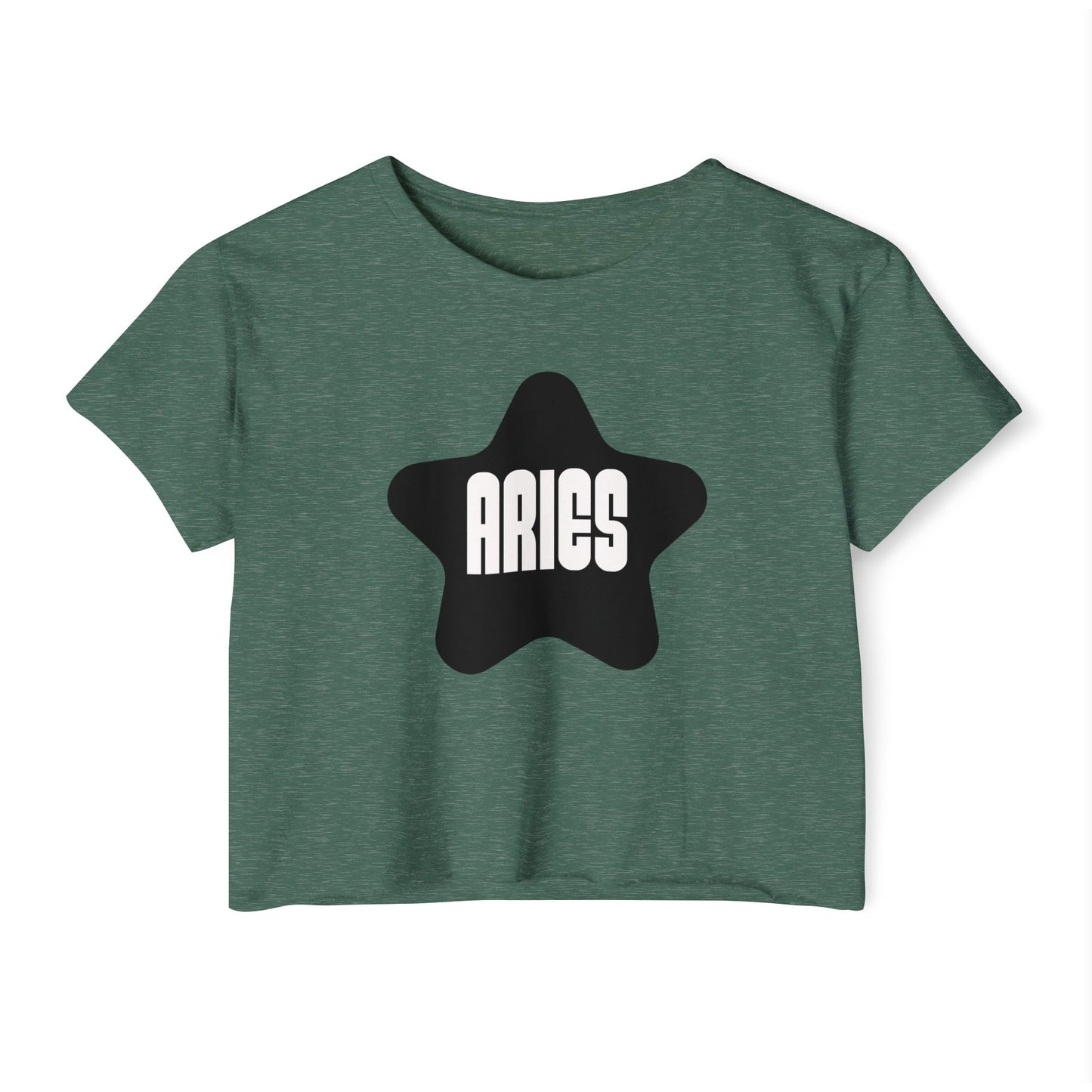 Aries Black Star Crop Top – Retro Zodiac Tee