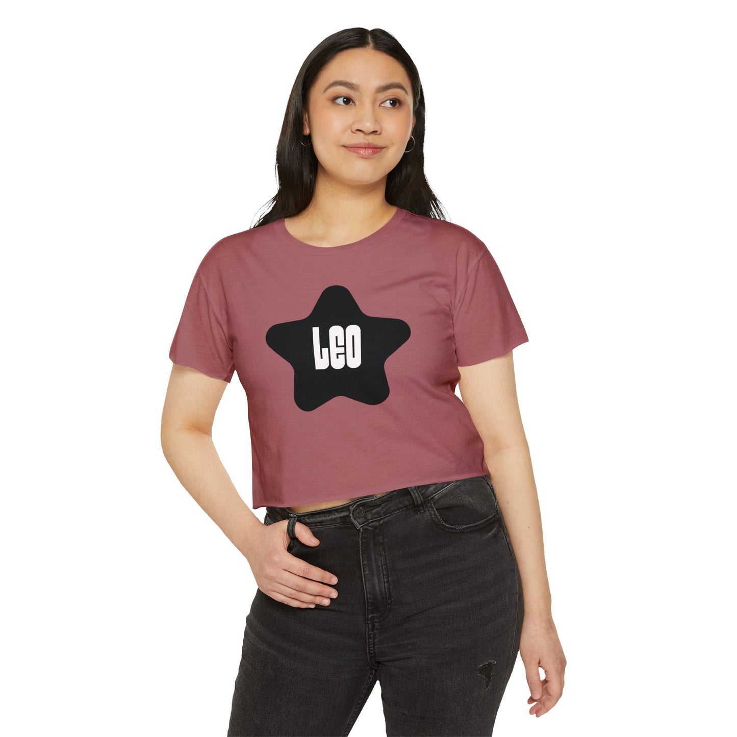 Leo Black Star Crop Top – Retro Zodiac Tee