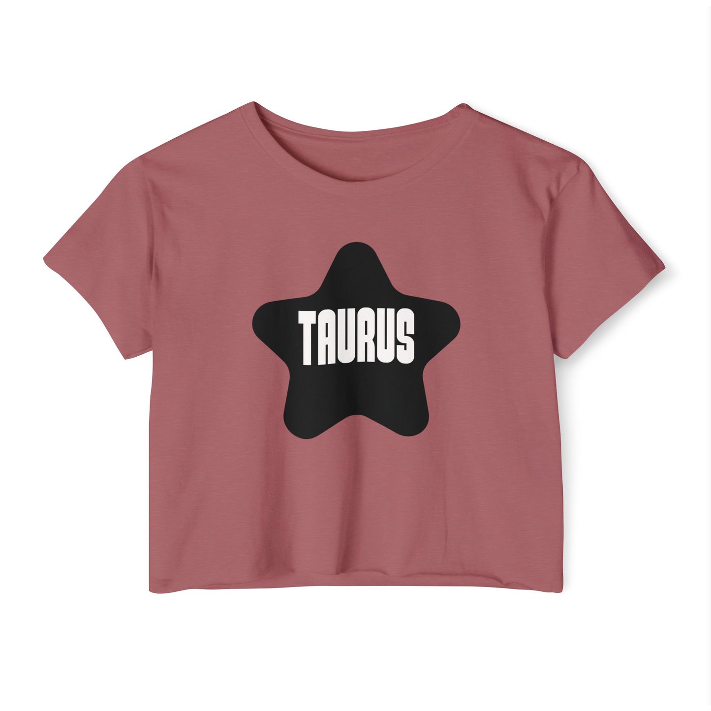 Taurus Black Star Crop Top – Retro Zodiac Tee