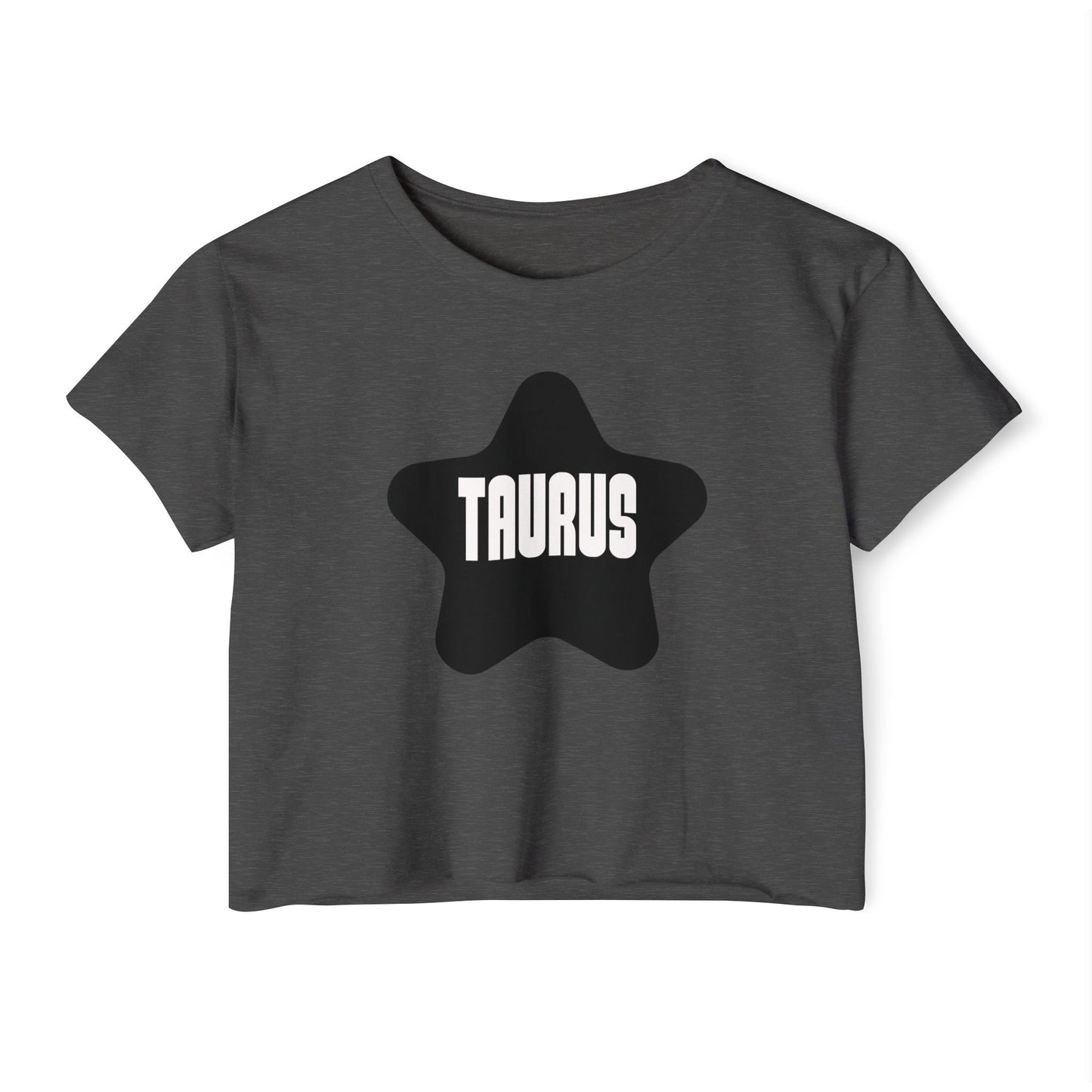 Taurus Black Star Crop Top – Retro Zodiac Tee