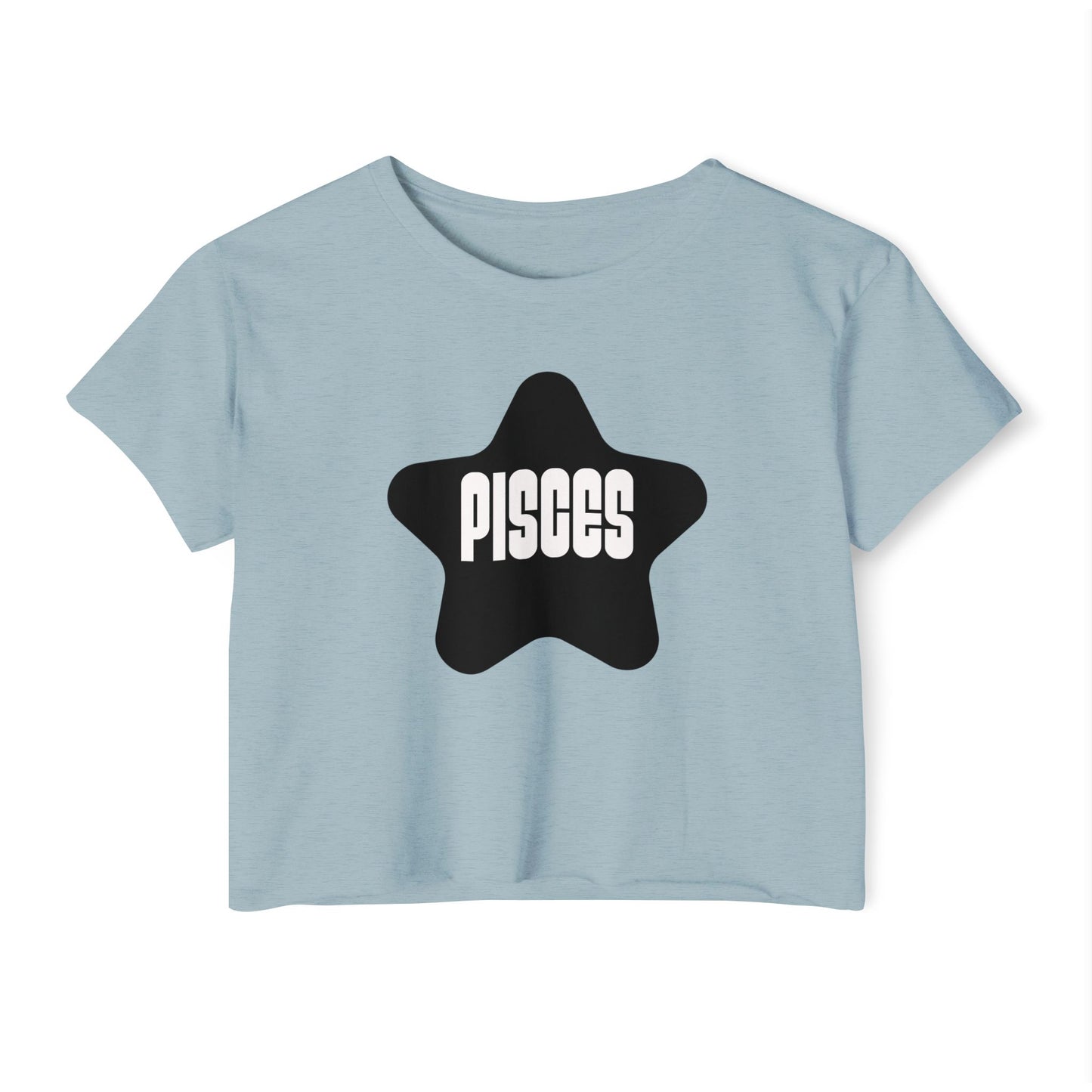 Black Star Pisces Crop Top Women's Astrology T-Shirt Pisces Zodiac Star Shirt