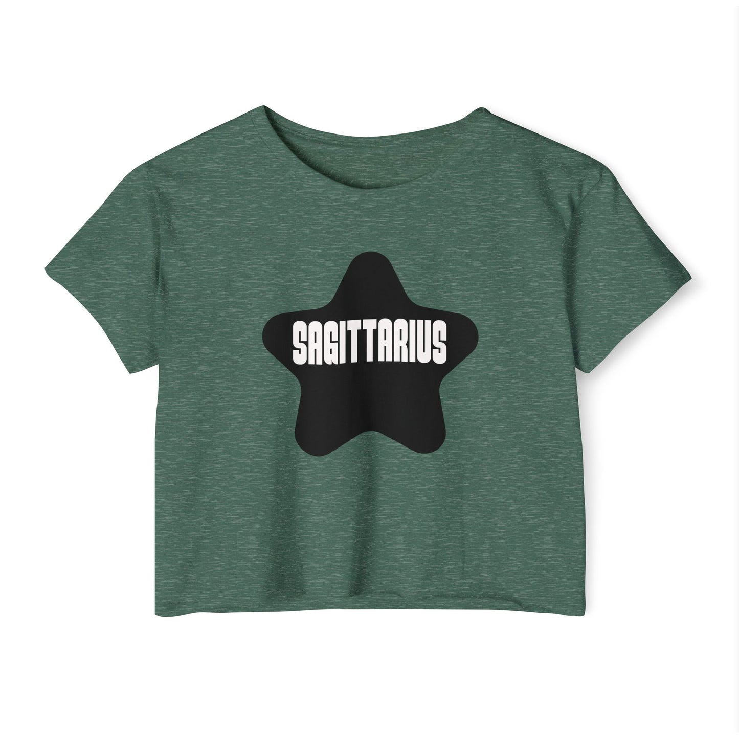 Sagittarius Black Star Crop Top – Retro Zodiac Tee