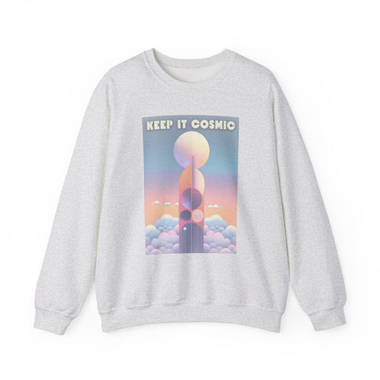 Keep It Cosmic Pastel Sweatshirt – Retro Celestial Aesthetic Crewneck