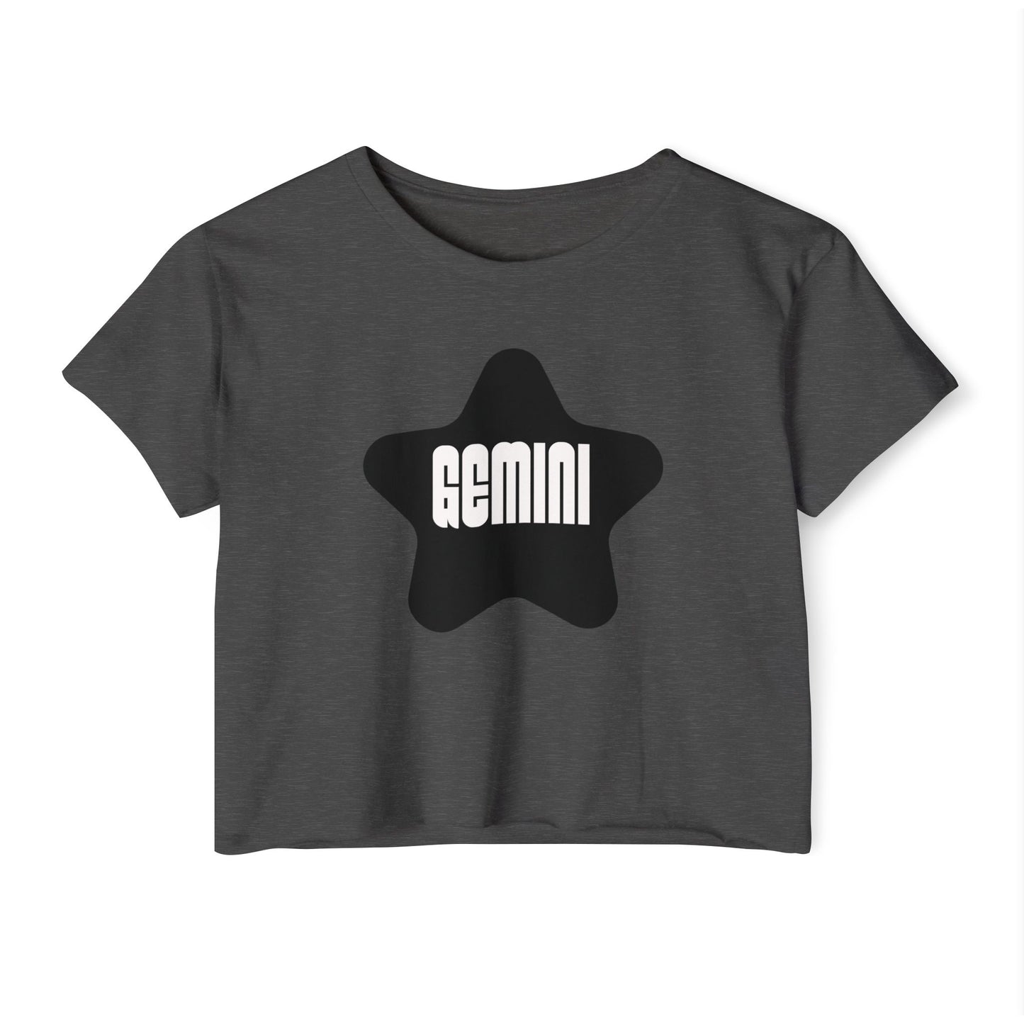 Gemini Black Star Crop Top – Retro Zodiac Tee