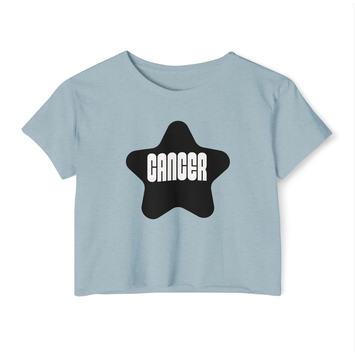 Cancer Black Star Crop Top – Retro Zodiac Tee