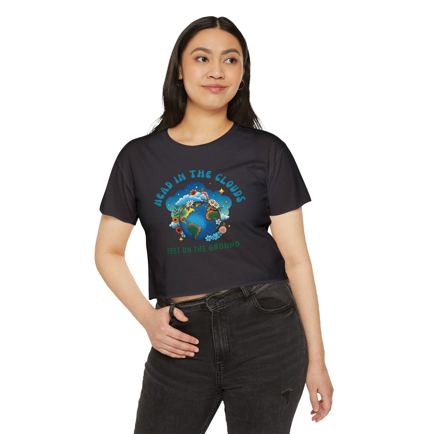 Grounded Dreamer Crop Top - Retro Earth Lover Tee