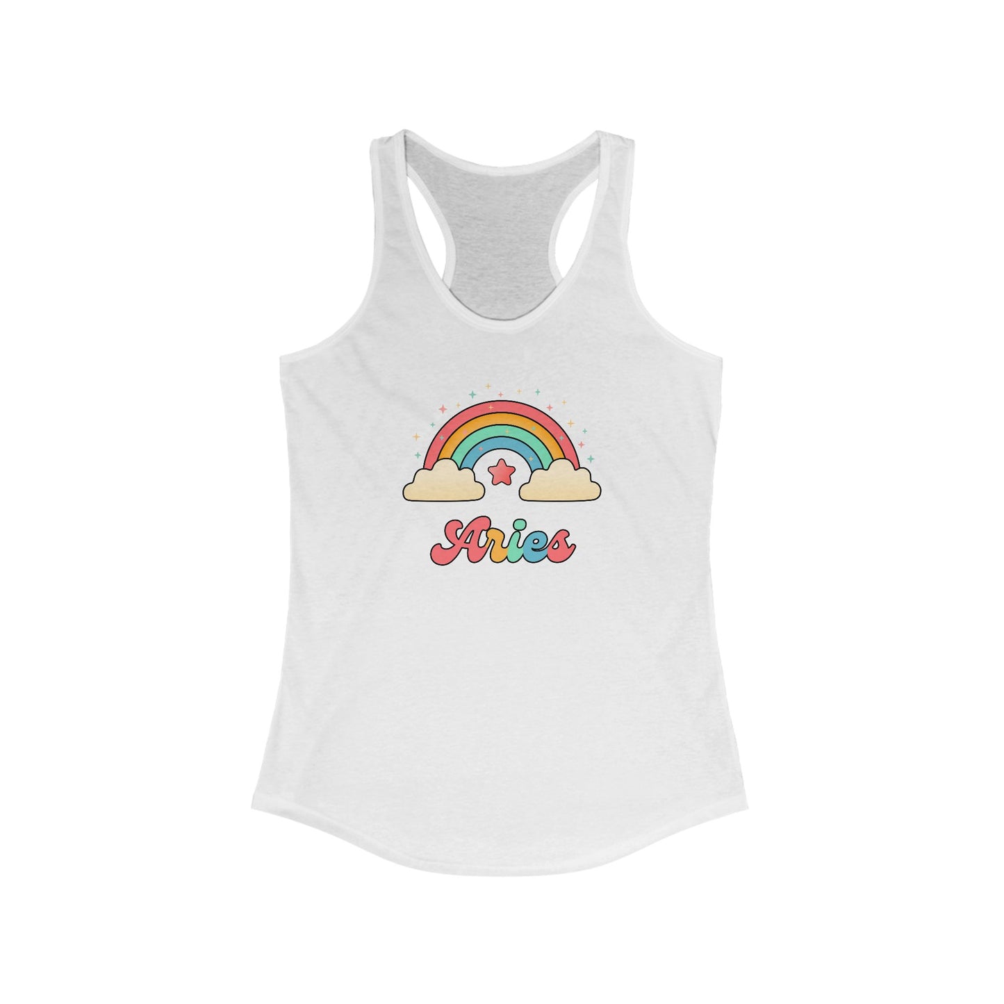 Aries Cosmic Cutie Rainbow Racerback Tank – Retro Astrology Shirt