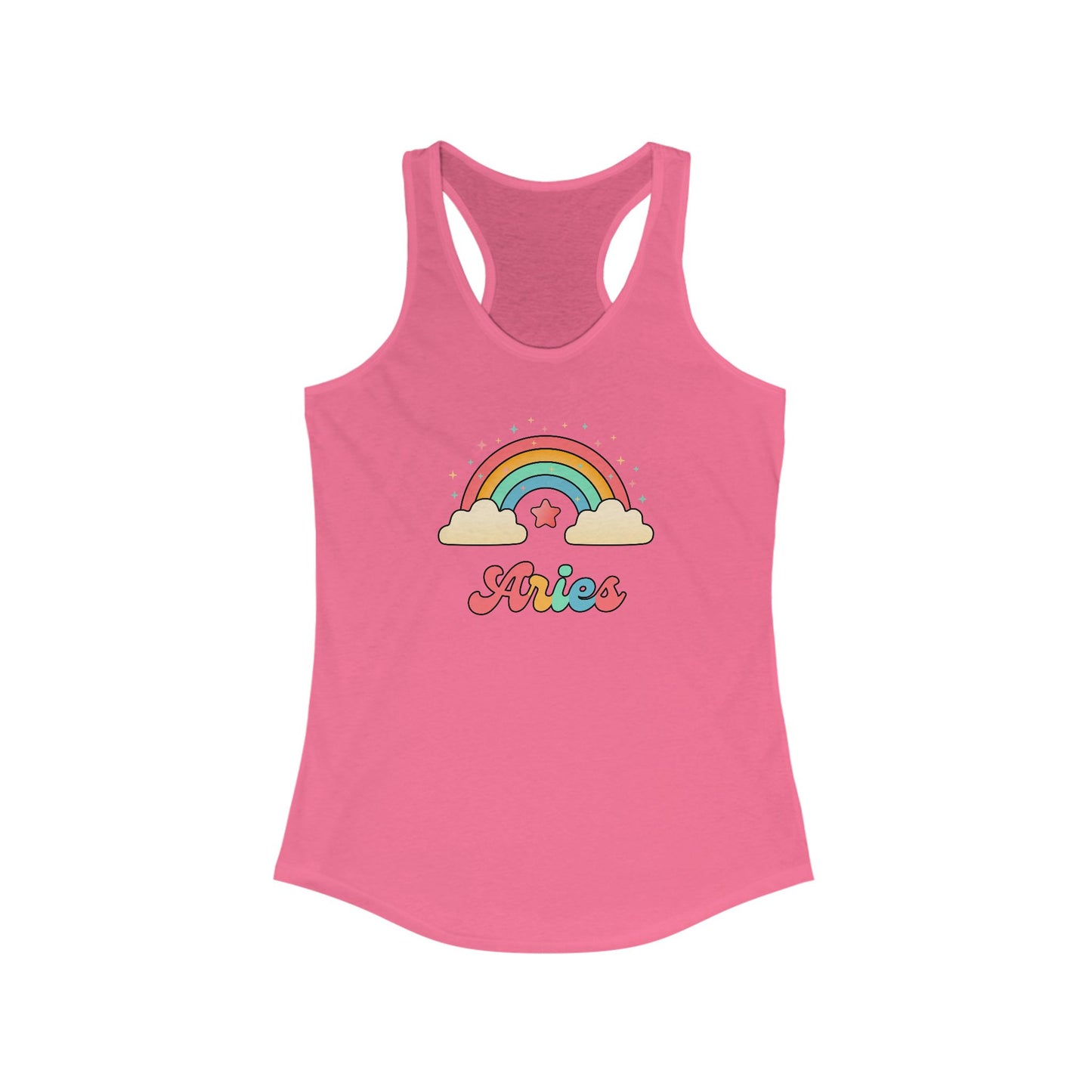 Aries Cosmic Cutie Rainbow Racerback Tank – Retro Astrology Shirt