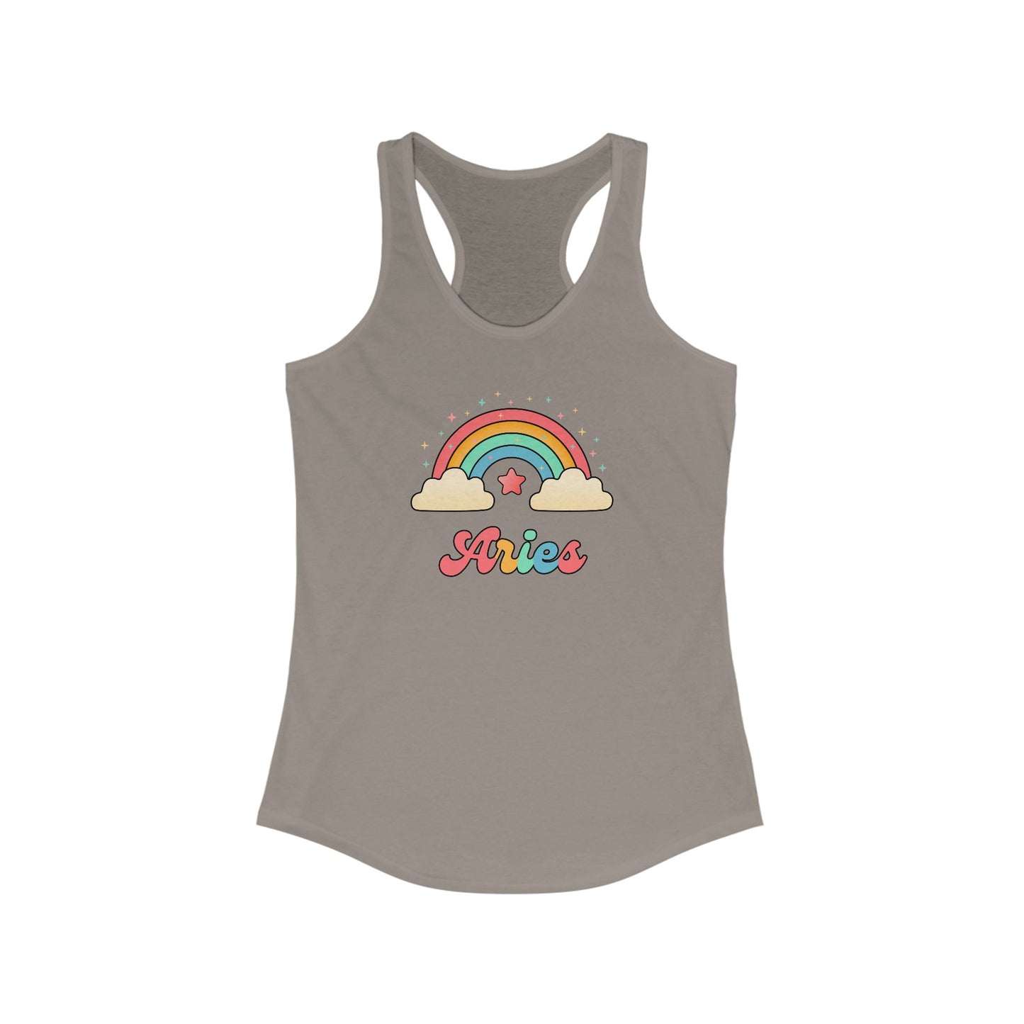 Aries Cosmic Cutie Rainbow Racerback Tank – Retro Astrology Shirt