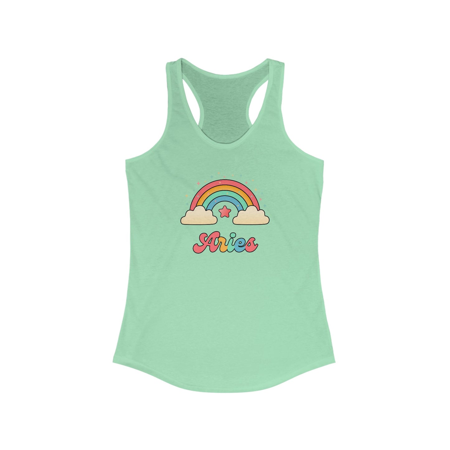 Aries Cosmic Cutie Rainbow Racerback Tank – Retro Astrology Shirt