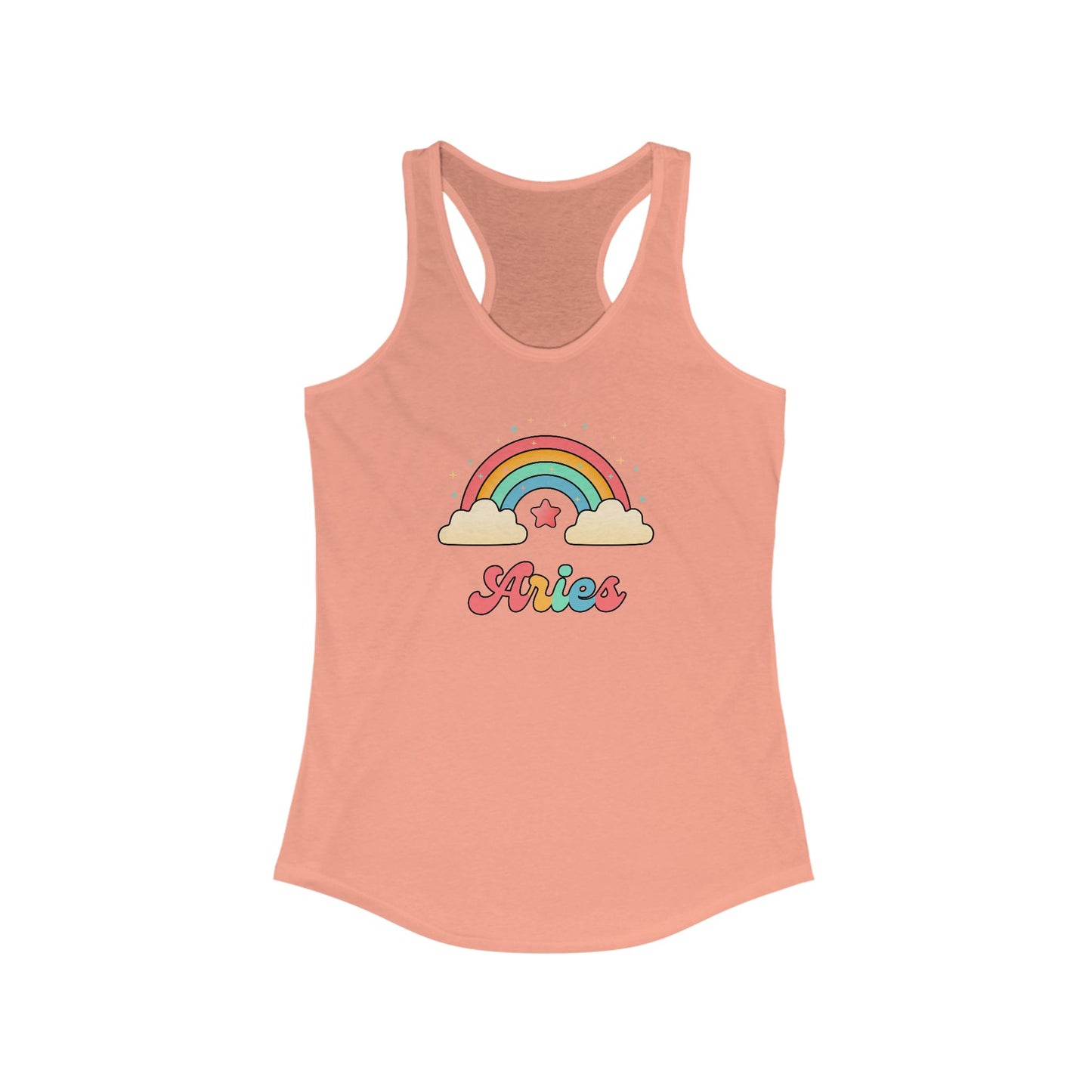 Aries Cosmic Cutie Rainbow Racerback Tank – Retro Astrology Shirt