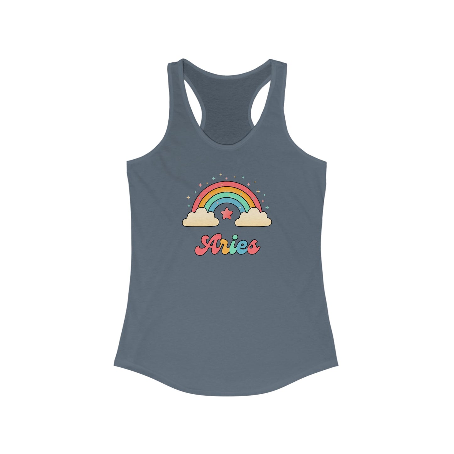 Aries Cosmic Cutie Rainbow Racerback Tank – Retro Astrology Shirt