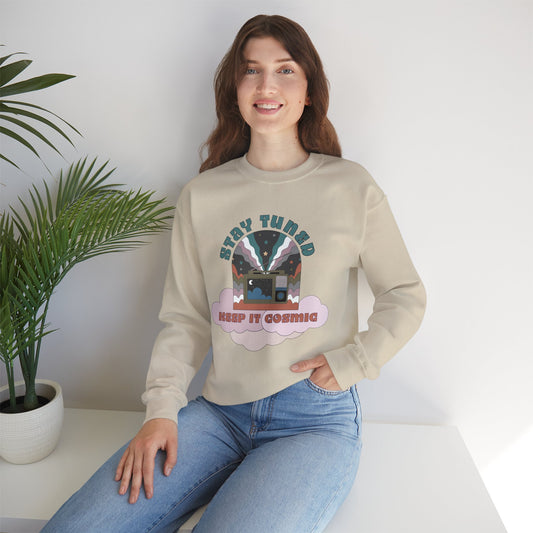 Stay Tuned Cosmic Retro Sweatshirt - Earthglow Celestial Crewneck