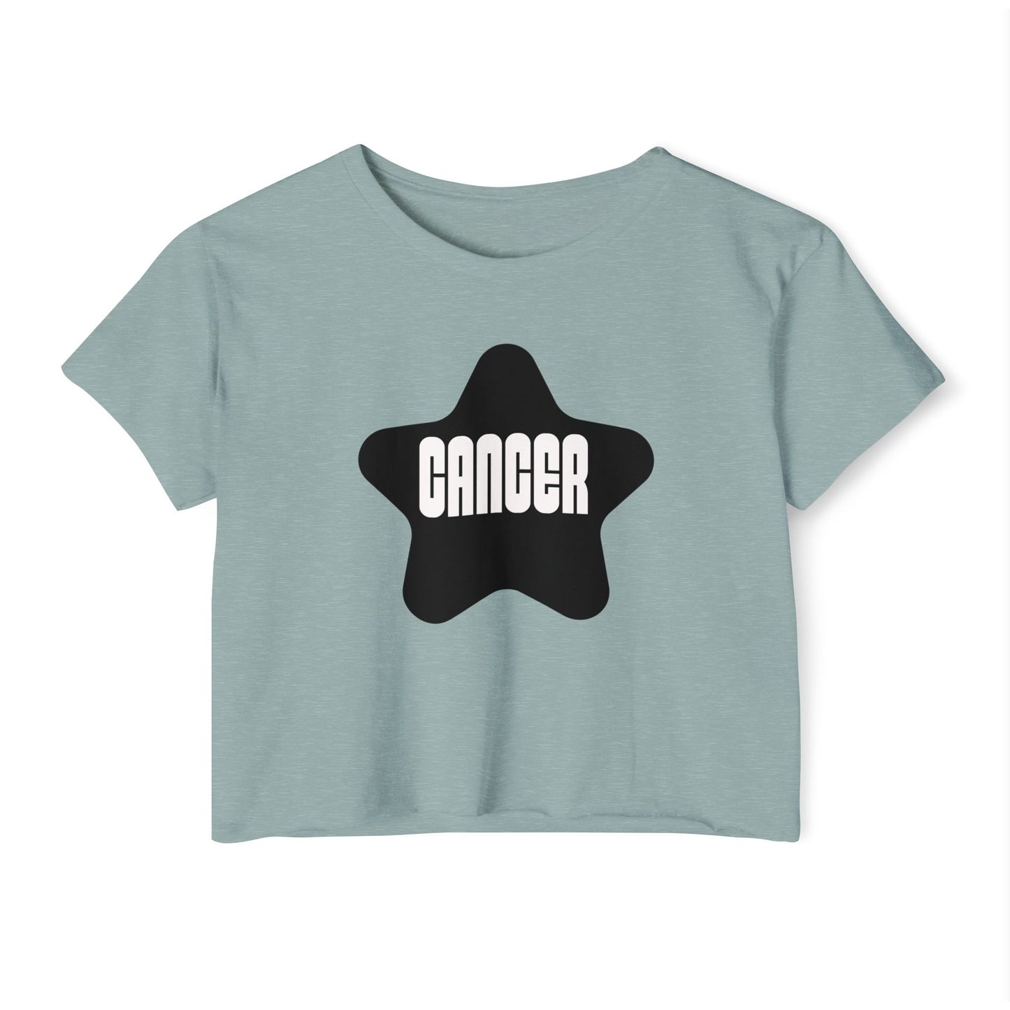 Cancer Black Star Crop Top – Retro Zodiac Tee