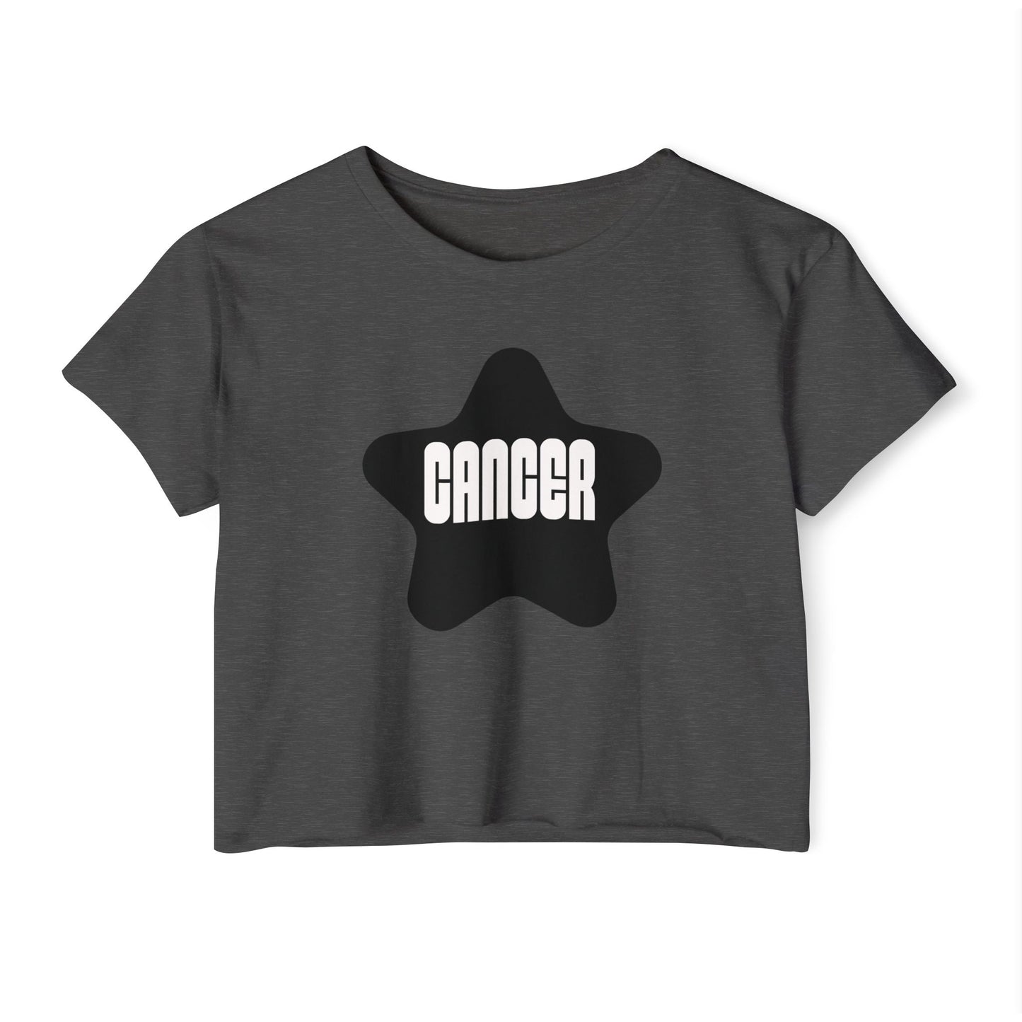 Cancer Black Star Crop Top – Retro Zodiac Tee