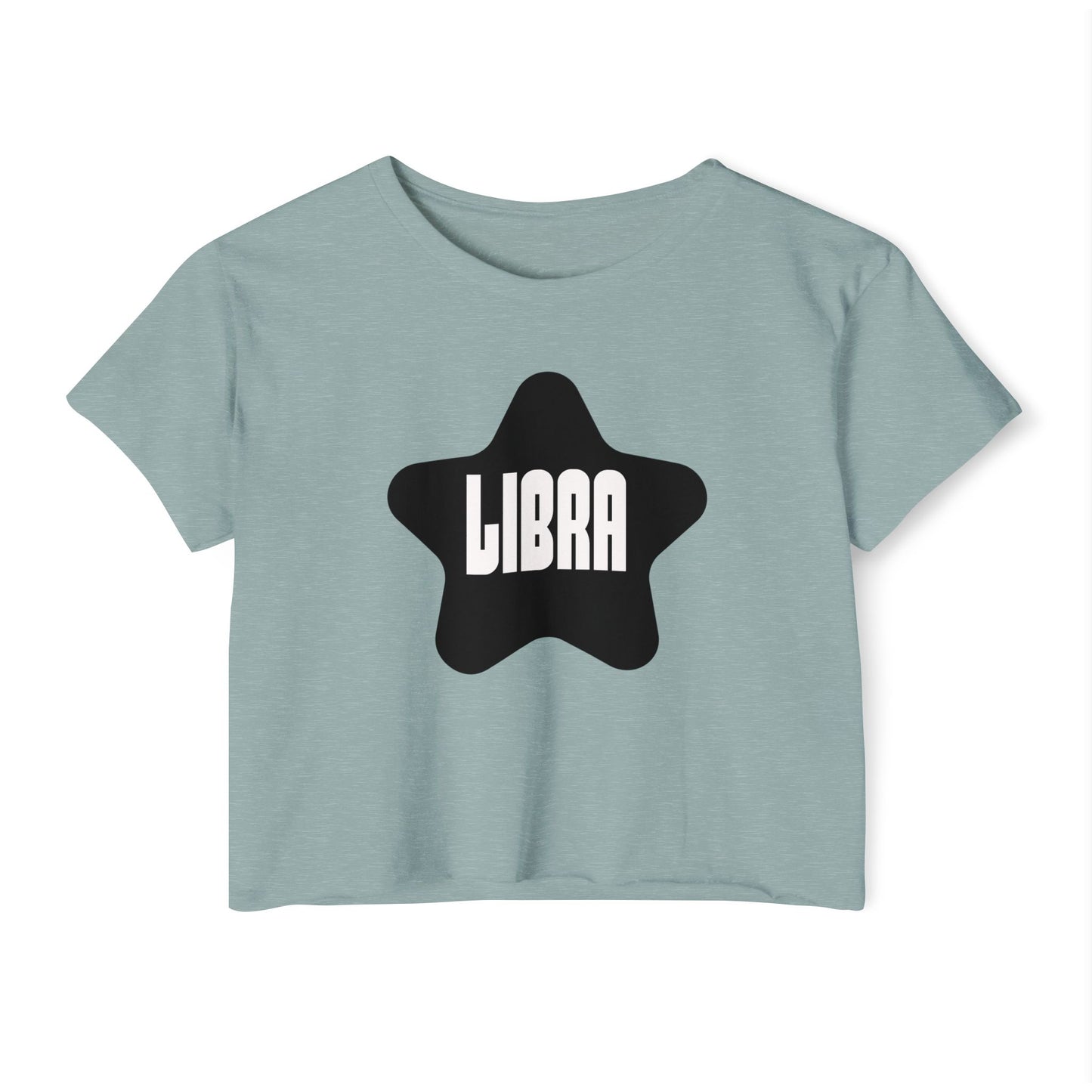 Black Star Libra Crop Top Women's Astrology T-Shirt Libra Zodiac Star Shirt