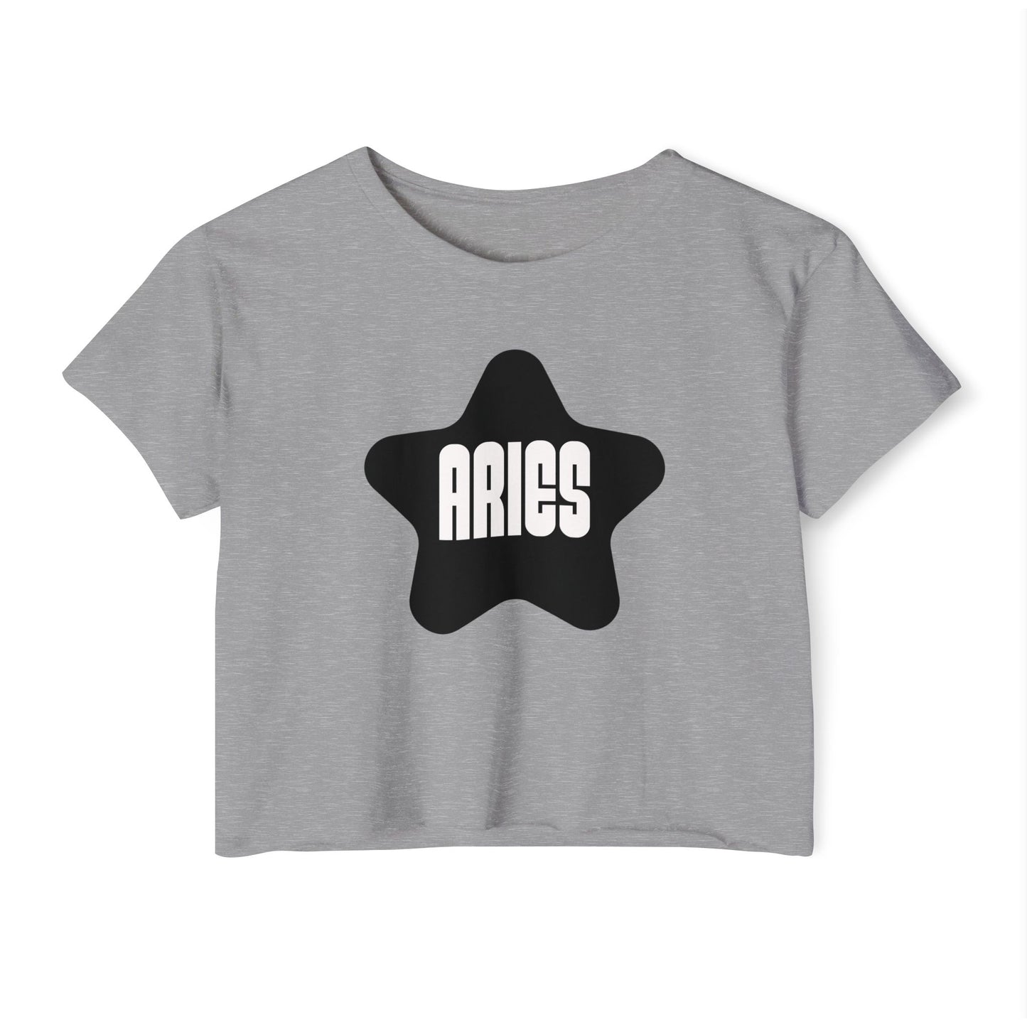 Aries Black Star Crop Top – Retro Zodiac Tee