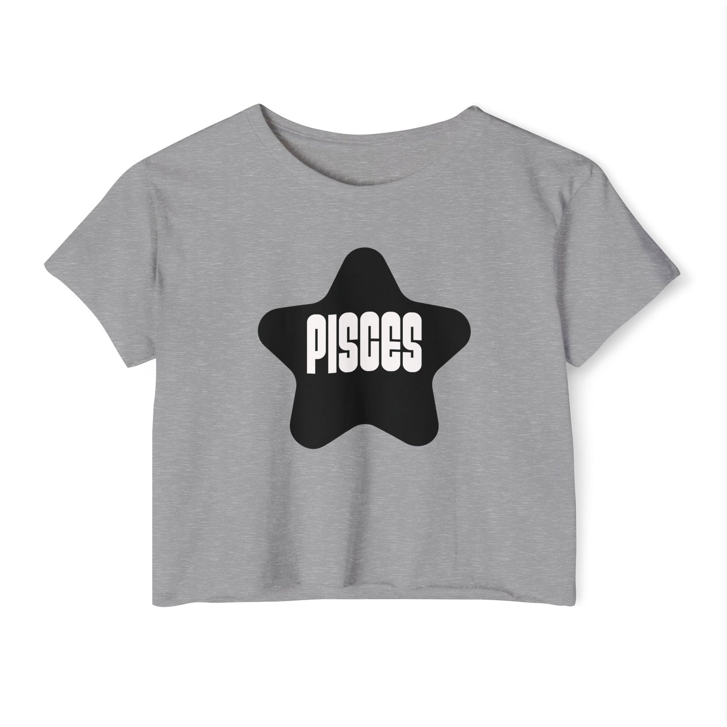 Black Star Pisces Crop Top Women's Astrology T-Shirt Pisces Zodiac Star Shirt