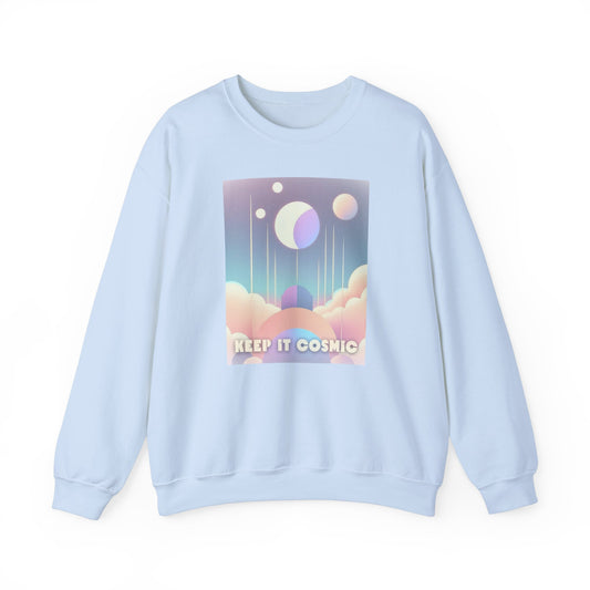 Keep It Cosmic Pastel Sweatshirt – Retro Celestial Aesthetic Crewneck